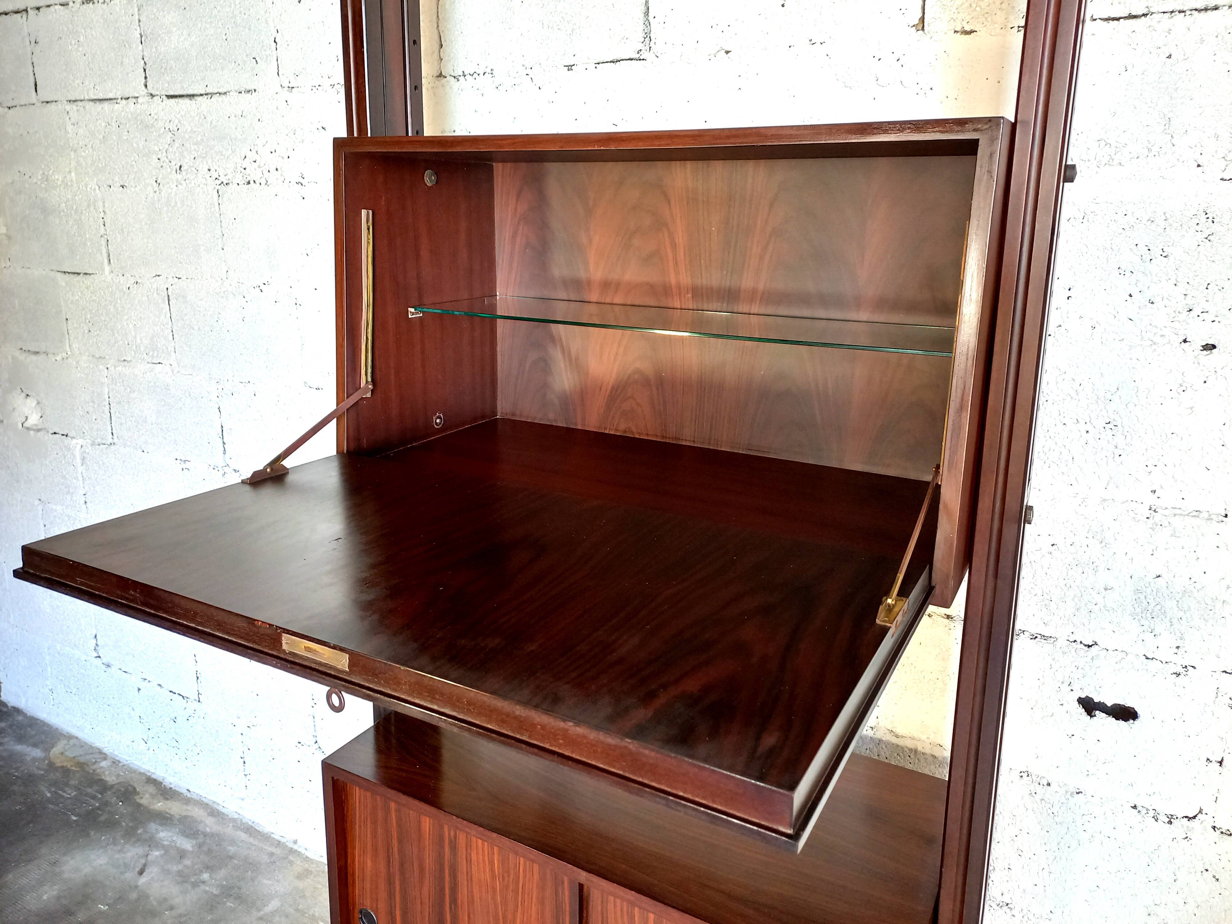 Modular bookcase in rosewood 60s