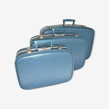 Set of 3 pull-out suitcases and 1 hat box "Flight Attendant" 60s