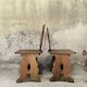 Set of six vintage brutalist wooden chairs.