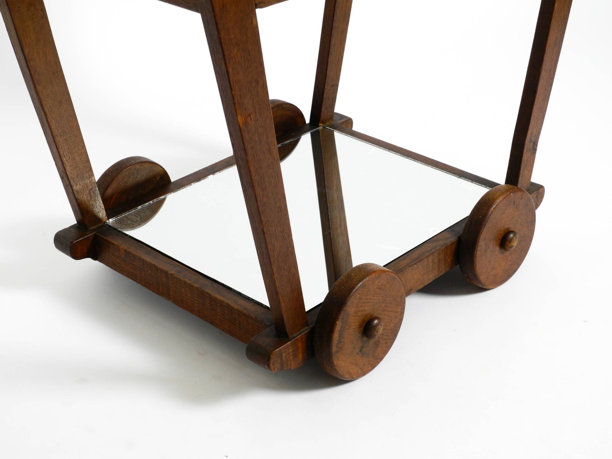 Beautiful, unique 1930s tea trolley bar cart made of solid oak wood