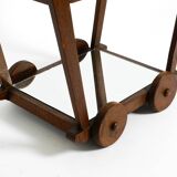 Beautiful, unique 1930s tea trolley bar cart made of solid oak wood