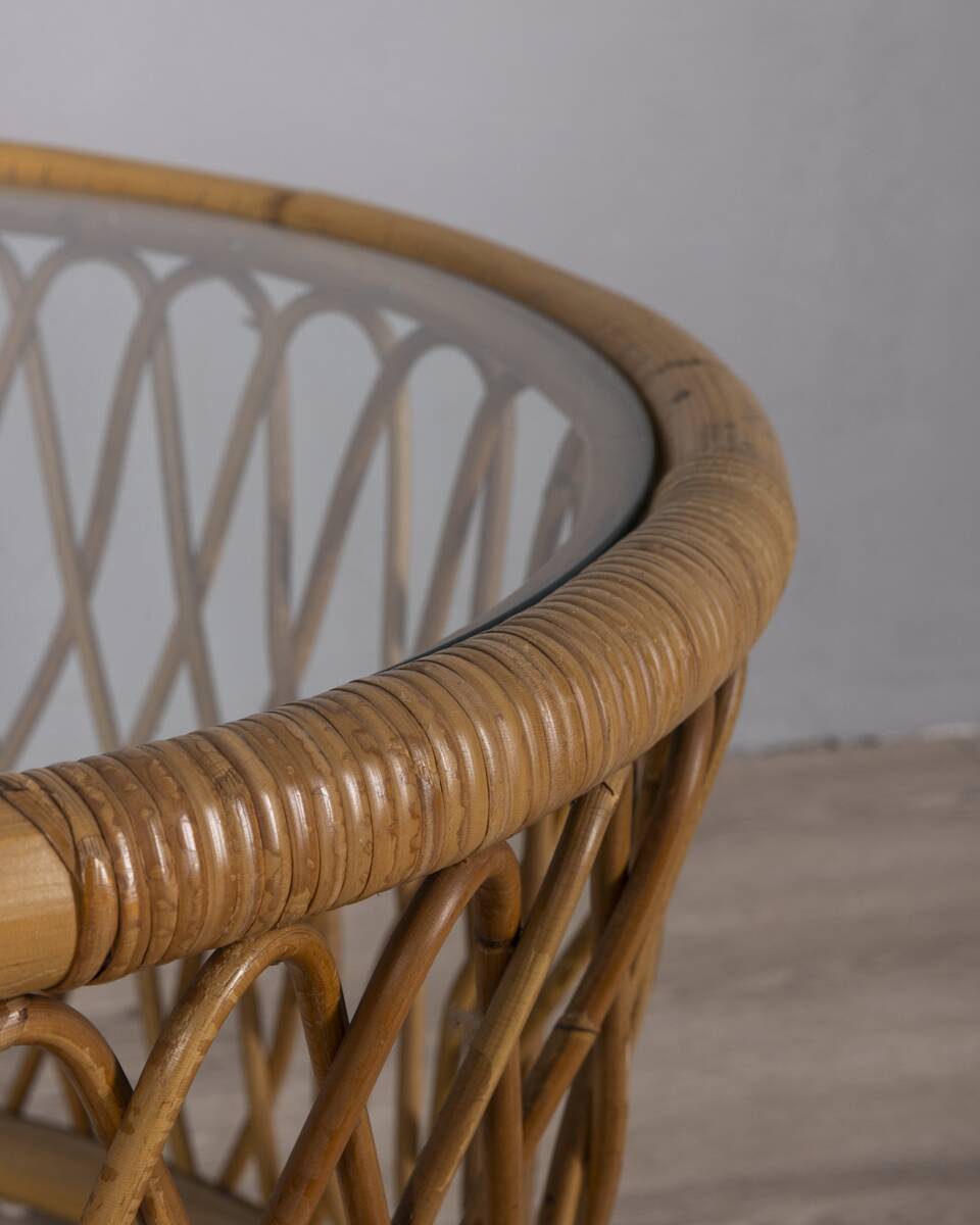 Vintage 1970s Italian design bamboo coffee table