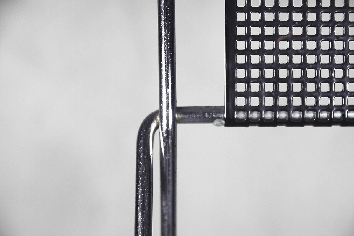 Minimalist Metal X-Line Chairs by Niels Jørgen Haugesen for Hybodan, 1970s, Set of 4