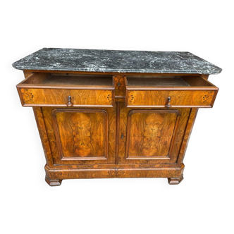 Louis Philippe period sideboard in walnut and marble top 1830's