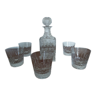 Service a whisky avec une carafe et 6 verres cristallerie Saint Louis