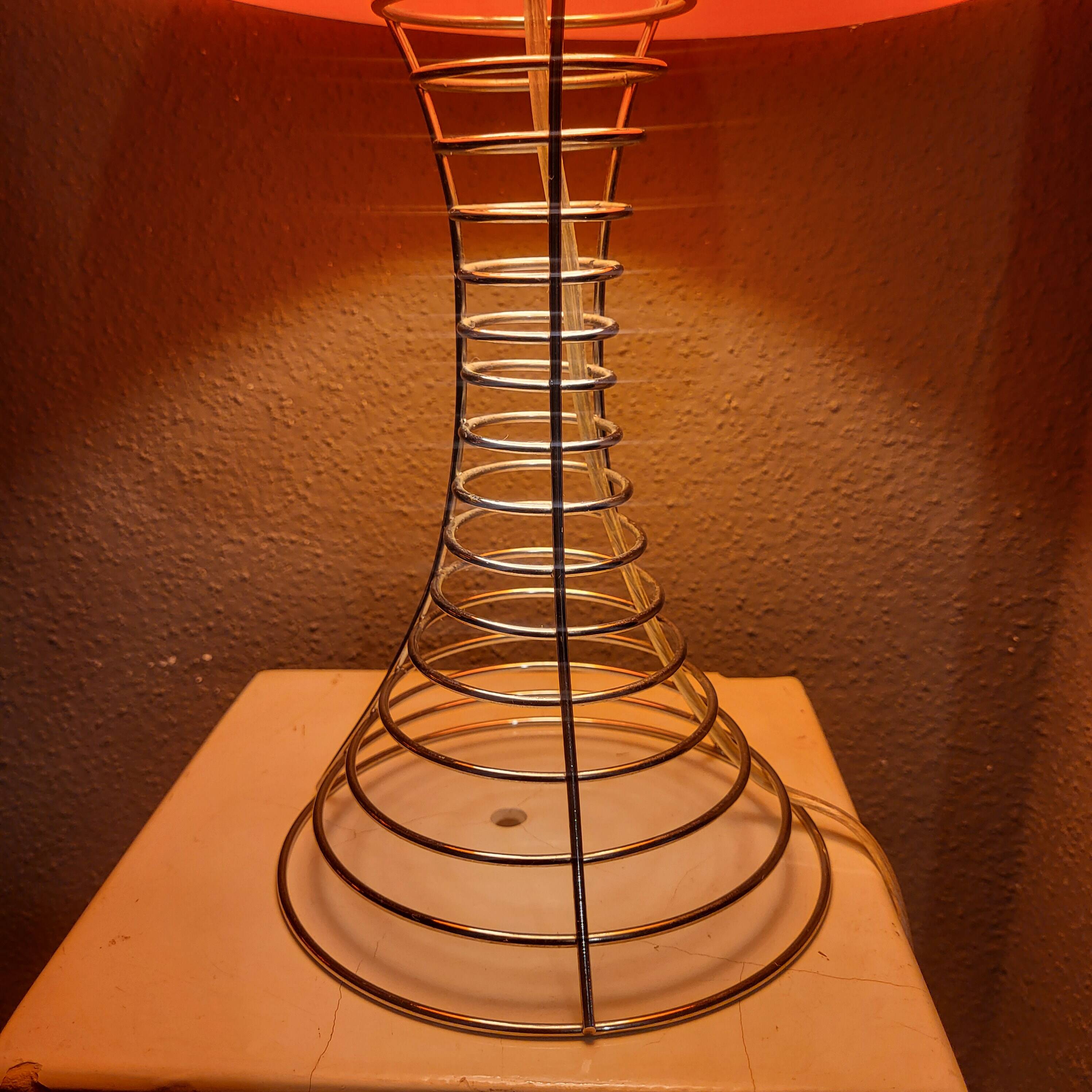 Lampe champignon orange et chrome,style Verner Panton,1970,80