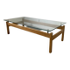 Table scandinave teck blond et verre 60