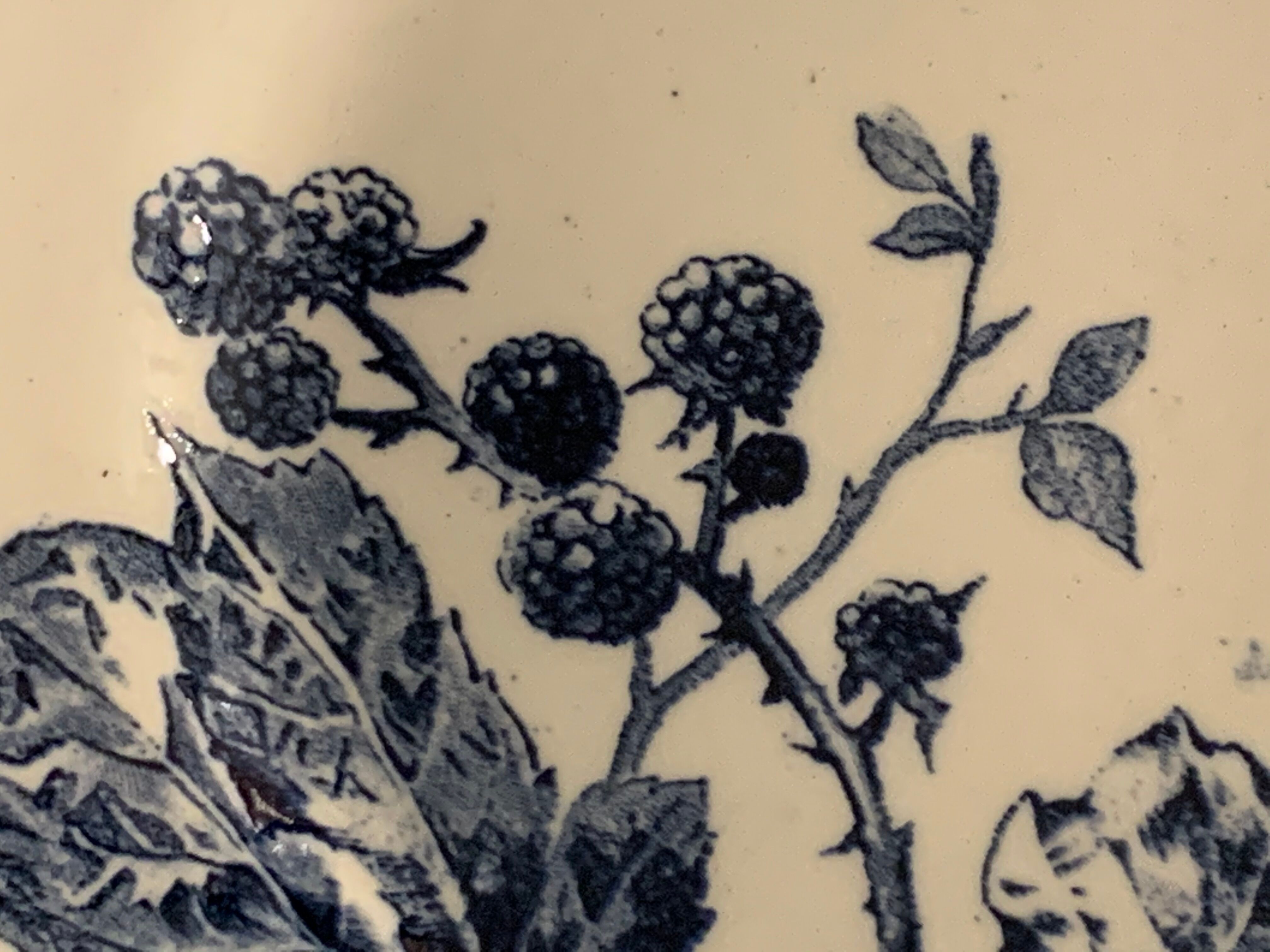 Series of 6 old flat plates in blue earthenware from Gien Iron Earth mature model