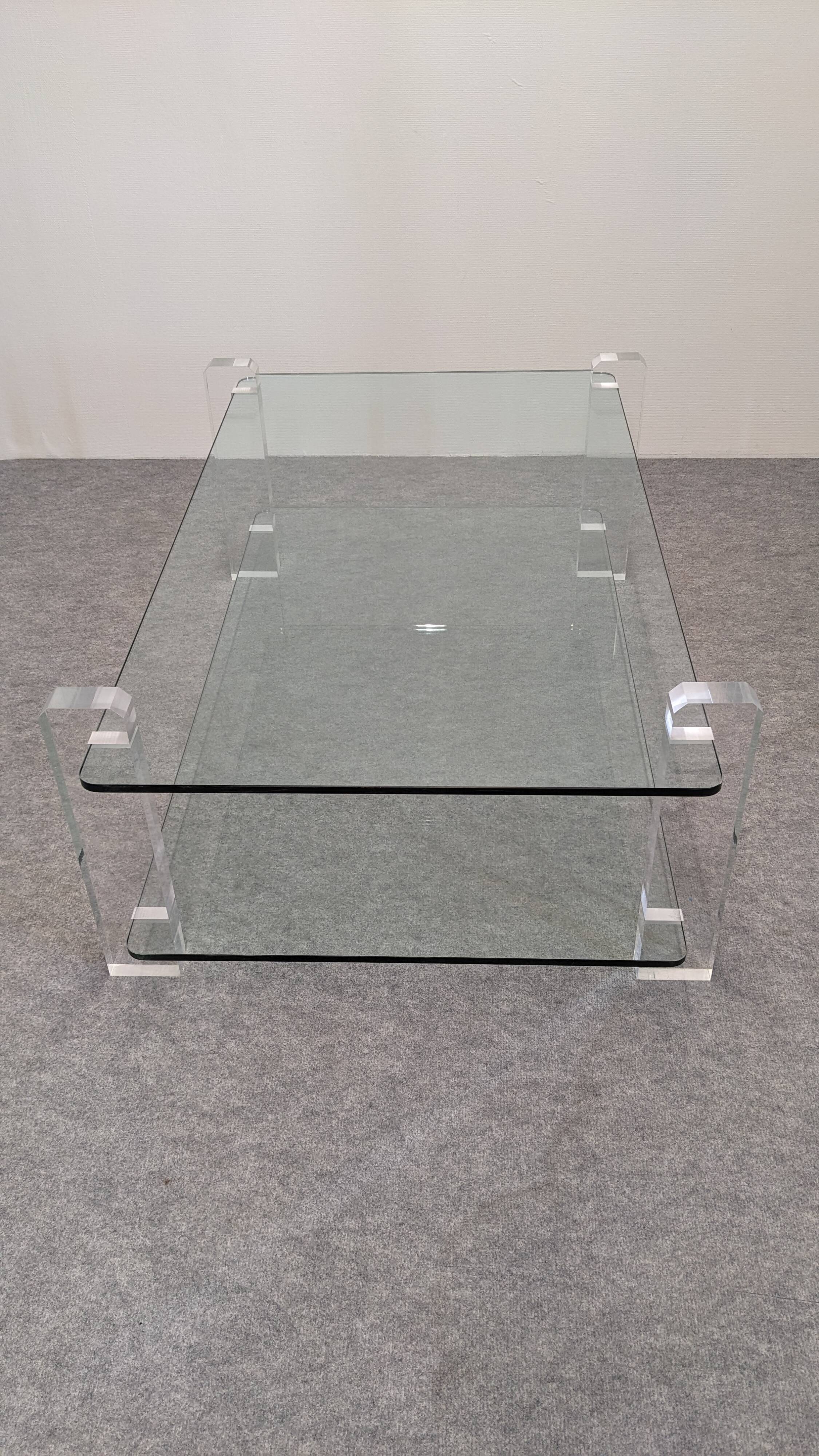 Glass and Lucite coffee table by Karl Springer, USA circa 1980