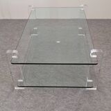Table basse en verre et lucite de Karl Springer, USA vers 1980