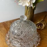 Cloche à fromage ou biscuits ancienne en cristal moulé