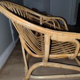 4 rattan armchairs 60s