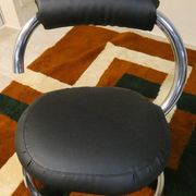 Cobra chairs in steel and black leather by Giotto Stoppino, 1970s, set of 5.