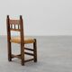 19th Century Spanish Hand-Carved oak Side Chair with Velour Seat