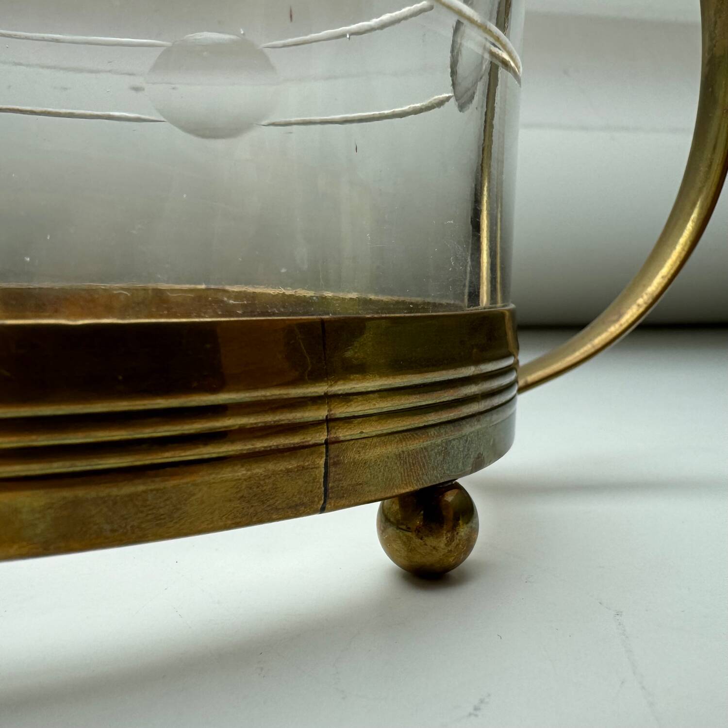Crystal brass sugar bowl