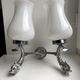 Duo of wall lamps in chrome metal and Opalines Japanese 50s