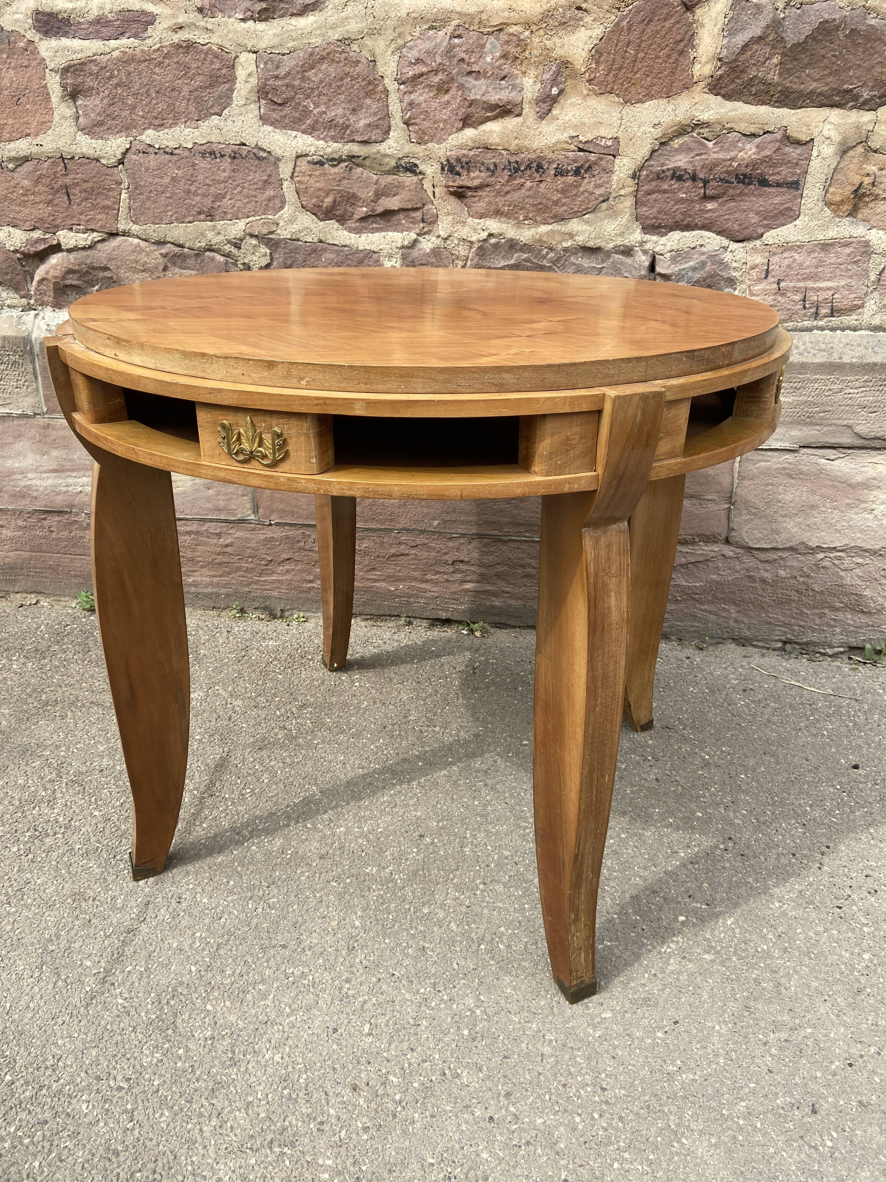 Art Deco pedestal table walnut 1950
