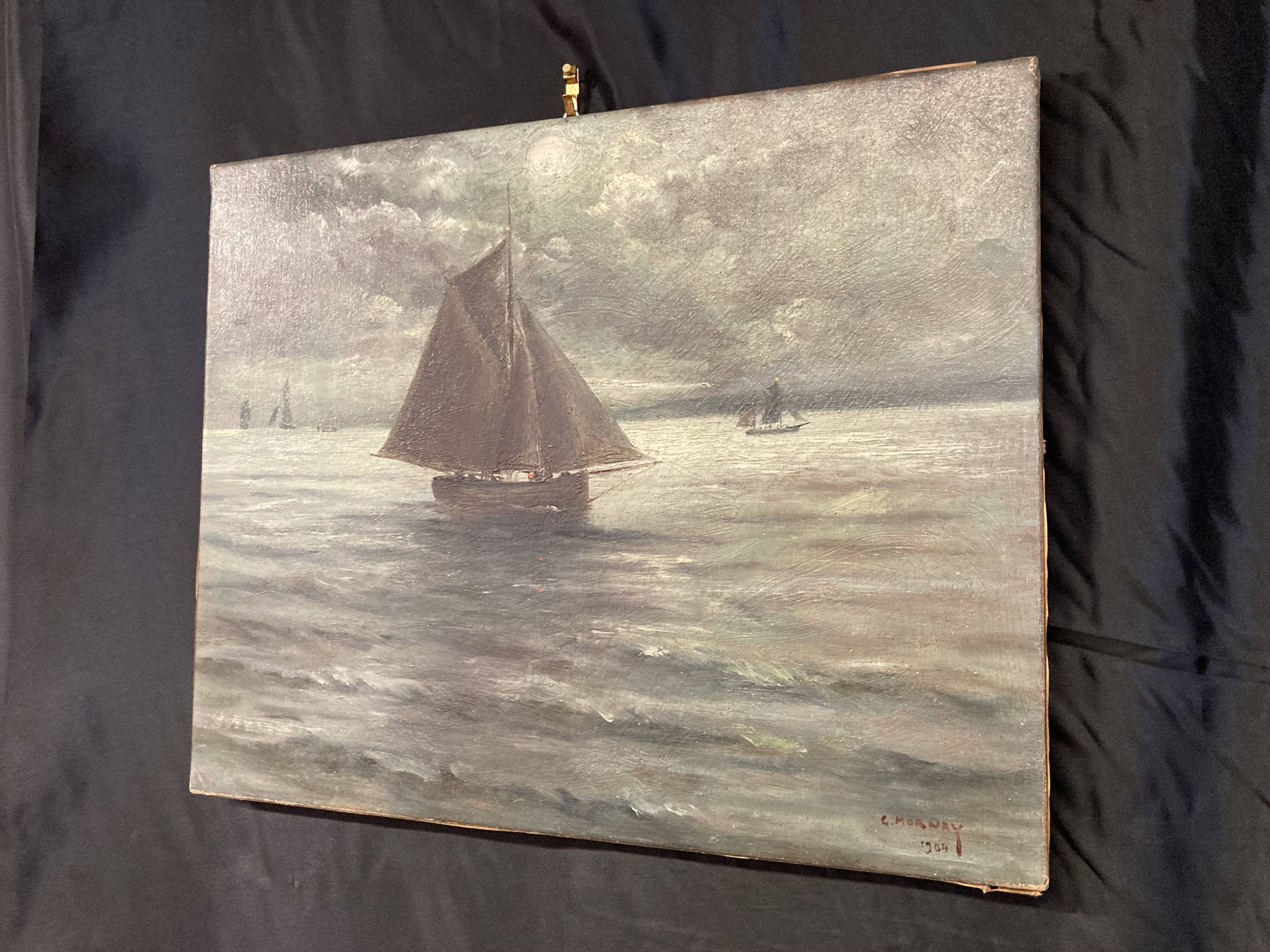 Huile sur toile, Le Vieux Gréement, Marine signée et datée