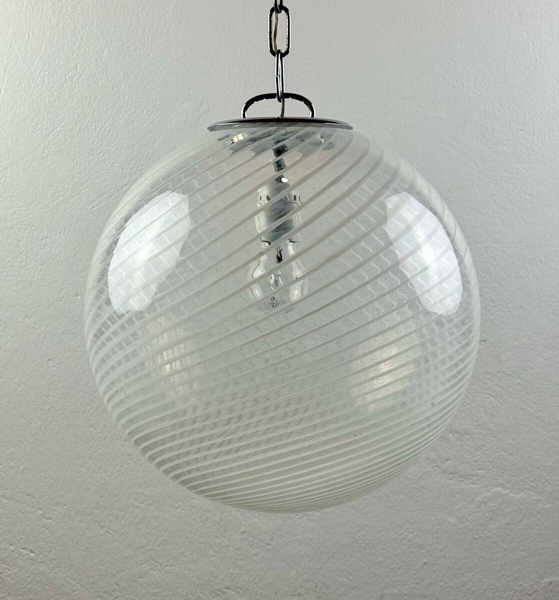 Vintage Swirl Murano pendant lamp, Italy, 1970s