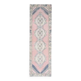 Tapis turc vintage en laine et coton rose noué à la main
