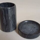 2-piece black marble desk set from the 1970s