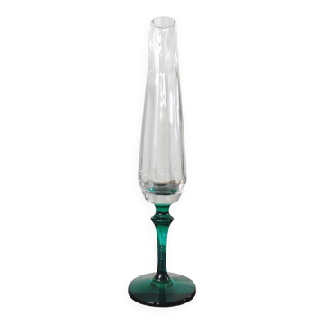 Soliflore vintage en verre - Pied Émeraude - Design60/70s