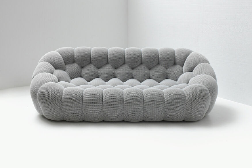 Bubble sofa in grey fabric by Sasha Lakic for Roche Bobois France | Selency