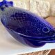 Vintage blue ceramic serving dish by Environmental Ceramics Inc., San Francisco, 1966