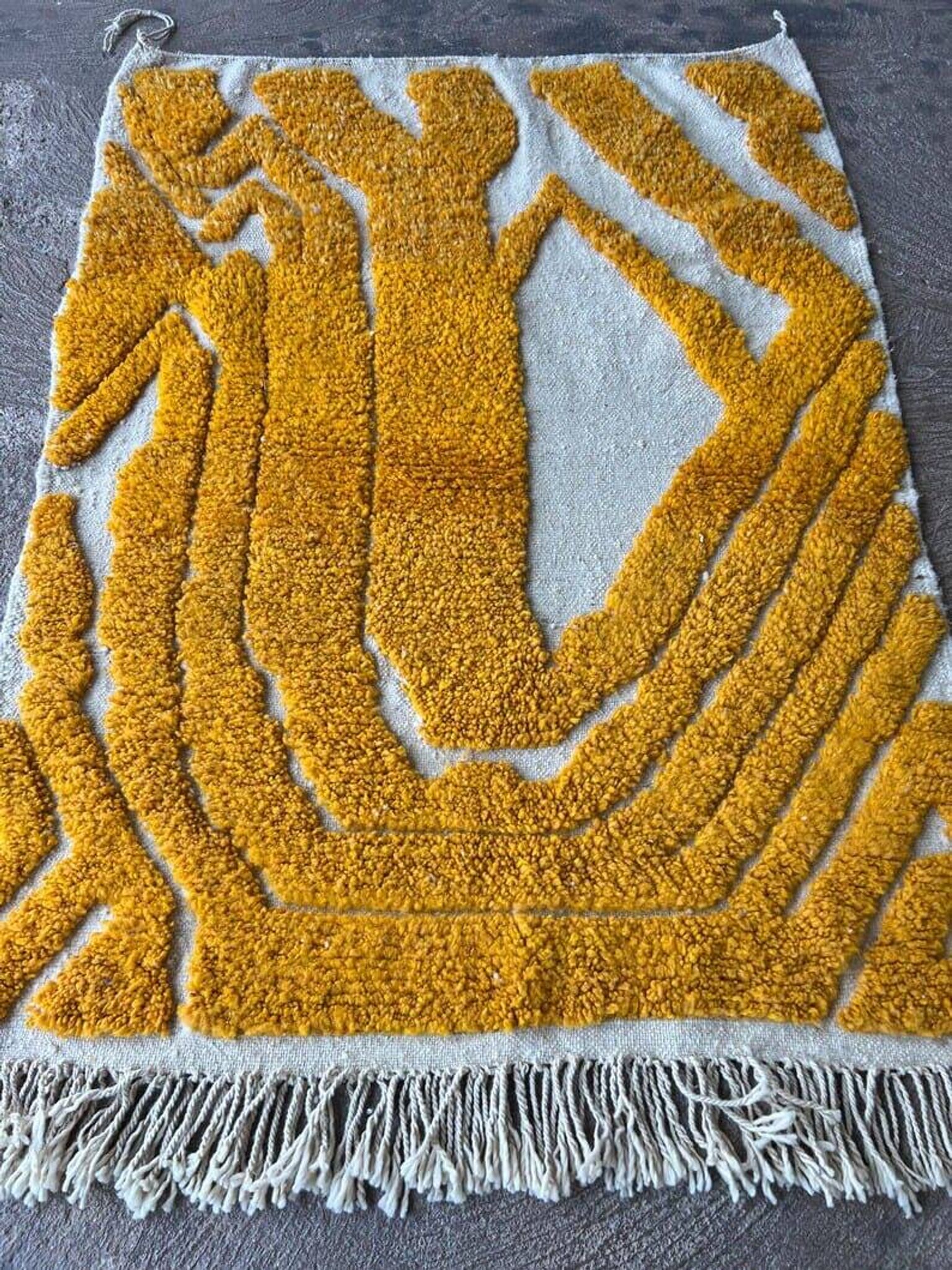 Tapis de salon fait main artisanale taille 150 x 250 cm orange