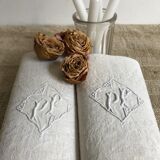 Pair of damask table napkins, monogram