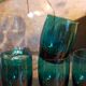 Six verres de verrier bleus paon vintages