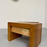 2 bedside tables in elm, designed by Maison Regain, France, 1970s.