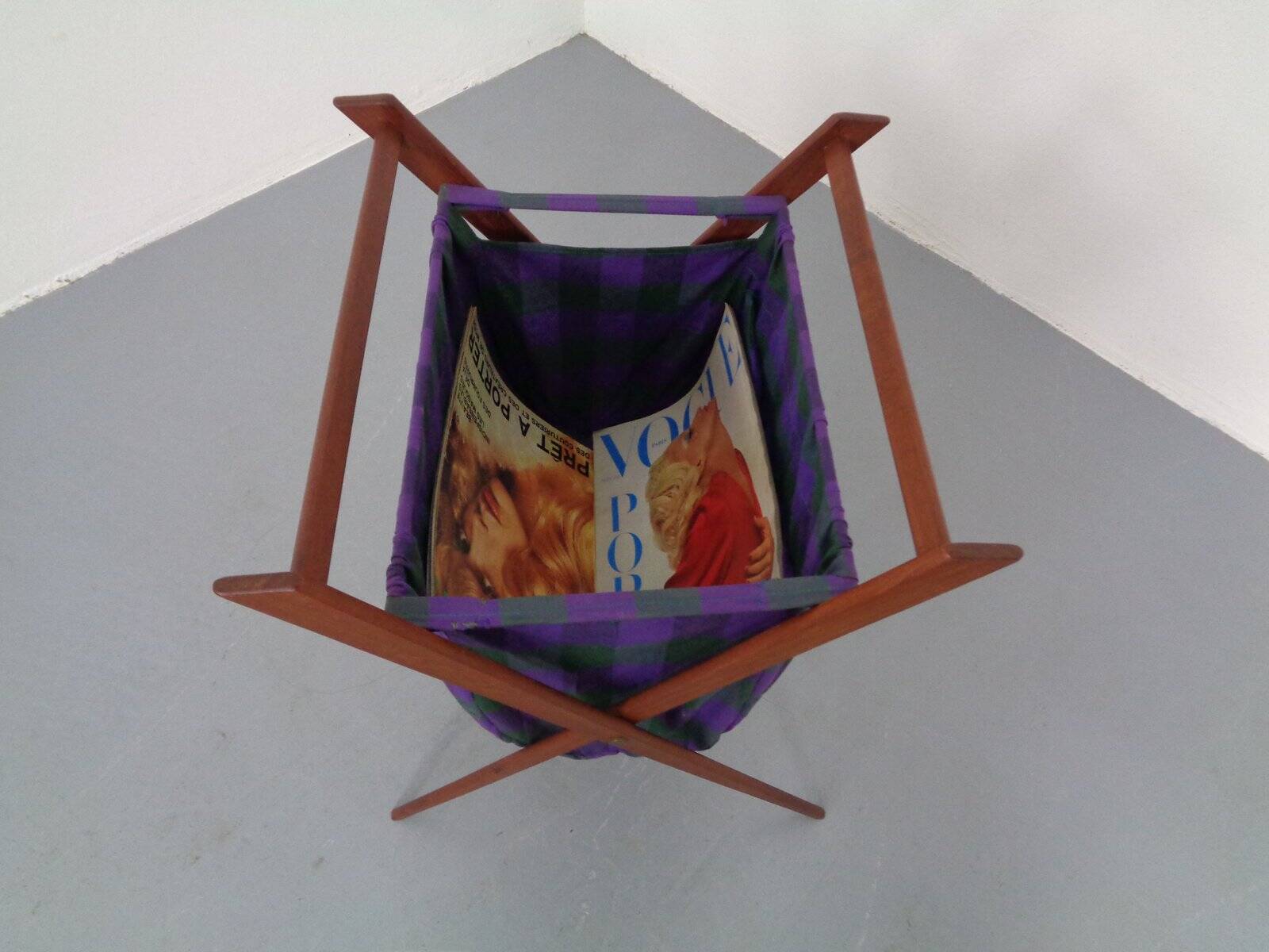 Danish Foldable Teak Magazine Rack, 1960s