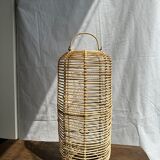 Large lantern-shaped rattan pendant lamp H50 D24