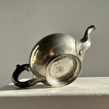 Small teapot, pewter coffee pot flattened oval shape