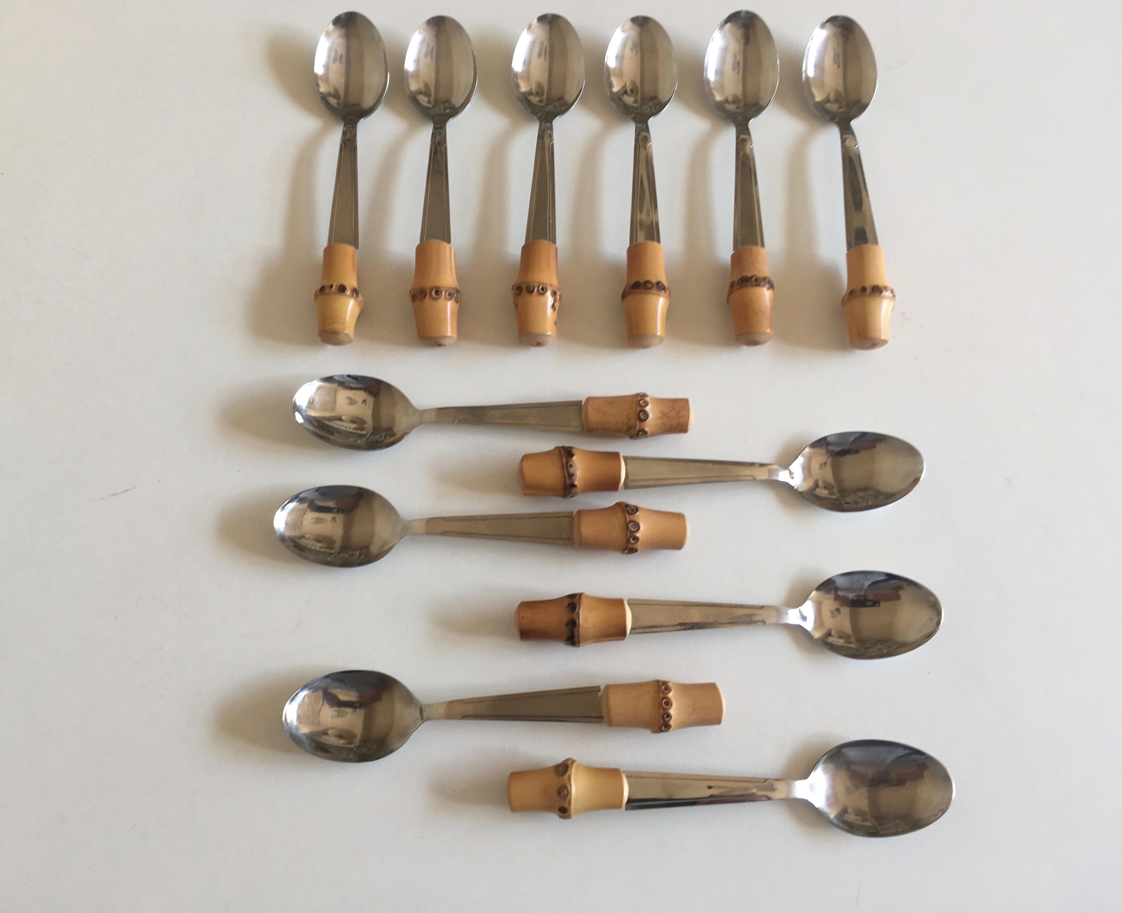 Set of 6 teaspoons bamboo 1960 mid century riviera