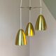 Golden bell mid-century brass pendant lamp set denmark 1960's