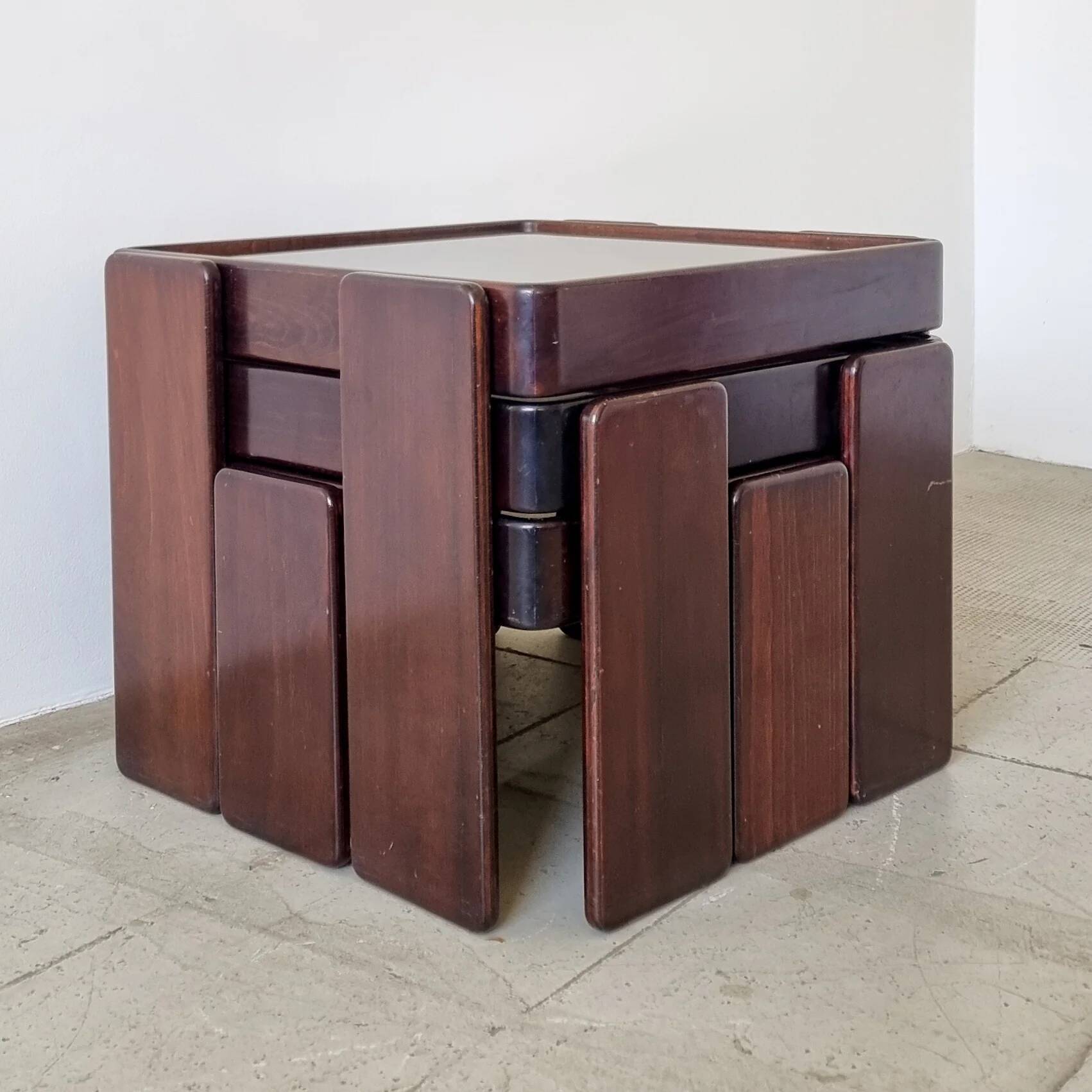 Stackable nesting tables by Gianfranco Frattini for Cassina (set of 3)