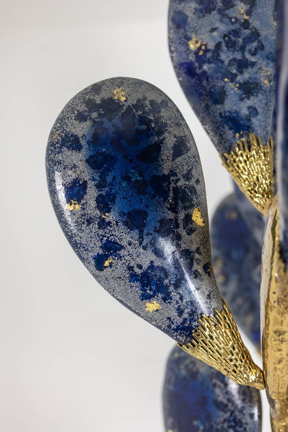 Jacques Duval Brasseur, Large golden brass cactus sculpture. 1992