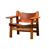 Børge Mogensen Spanish Chair in Cognac Leather and Oak for Fredericia, 1967