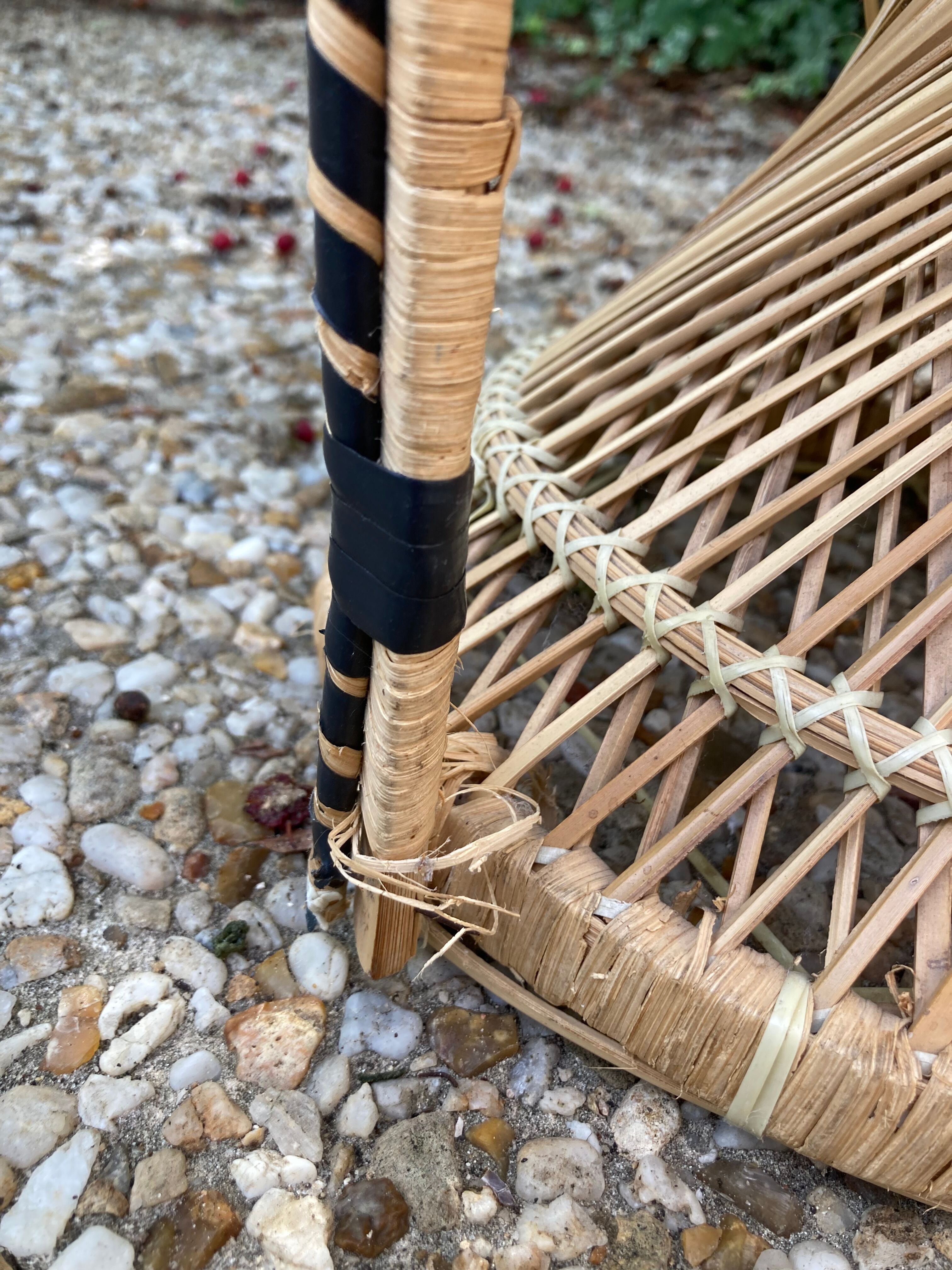 Set of 3 vintage rattan armchairs