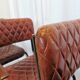 Set of 4 Vintage Quilted Leather Dining Chairs: Black Metal Base