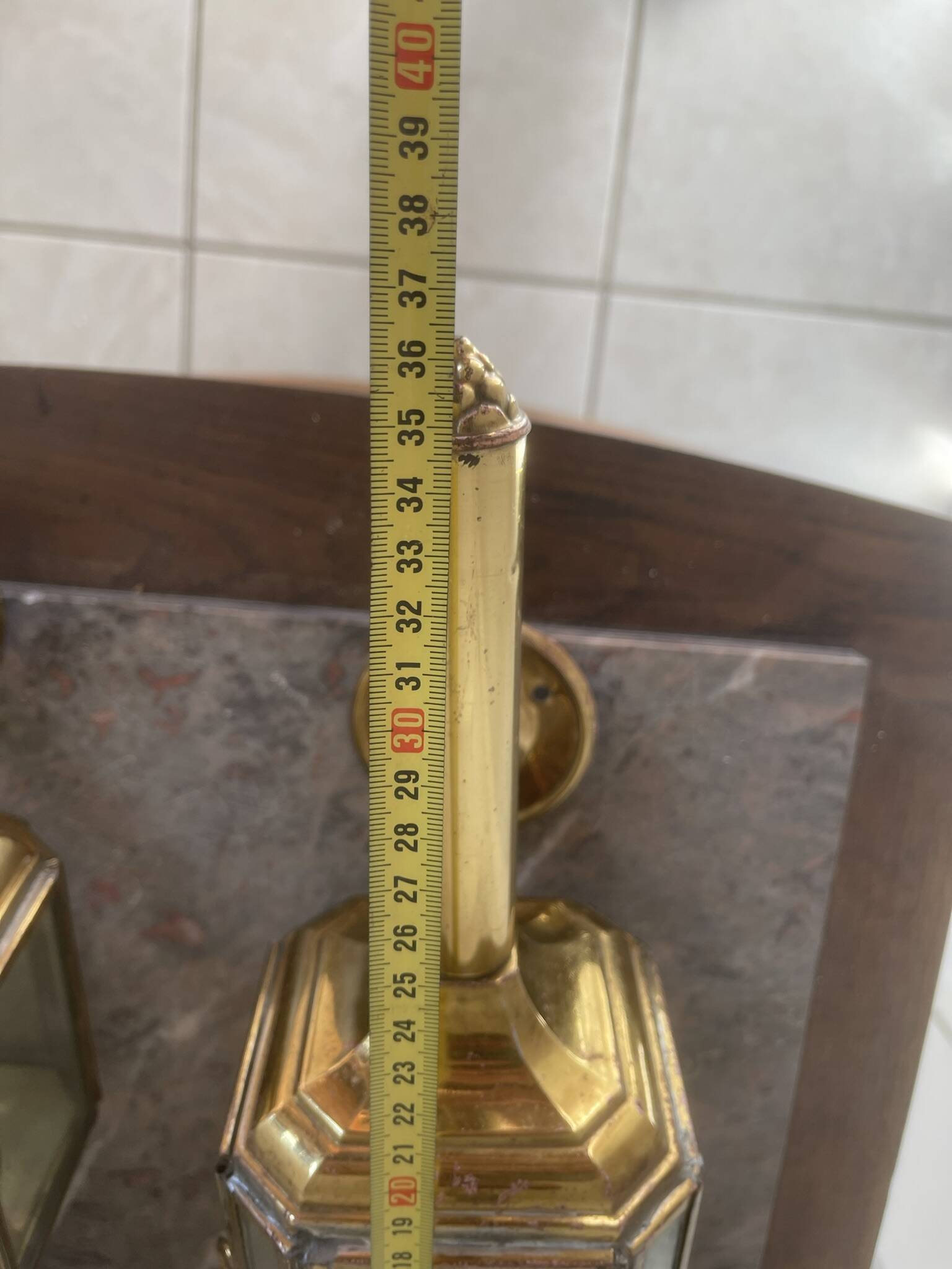 Old Pair of Gilded Brass Wall Lights in Carriage Lantern Eagle Empire Style