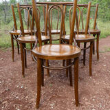 Lot of 8 Art Deco bistro chairs seated screen-printed