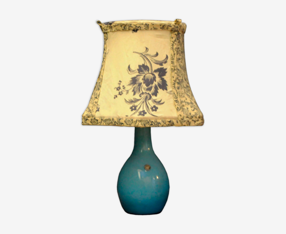 Lampe en verre bleu Huta Boussu Belgique