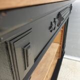 Neoclassical black wood bookcase with columns