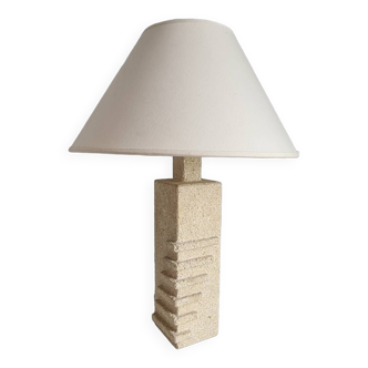 French sculpture lamp in white stone / 60s / Albert Tormos style / artisanal work / Mid-Century / France / 20th century