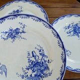 4 old iron earth plates Sarreguemines Watteau