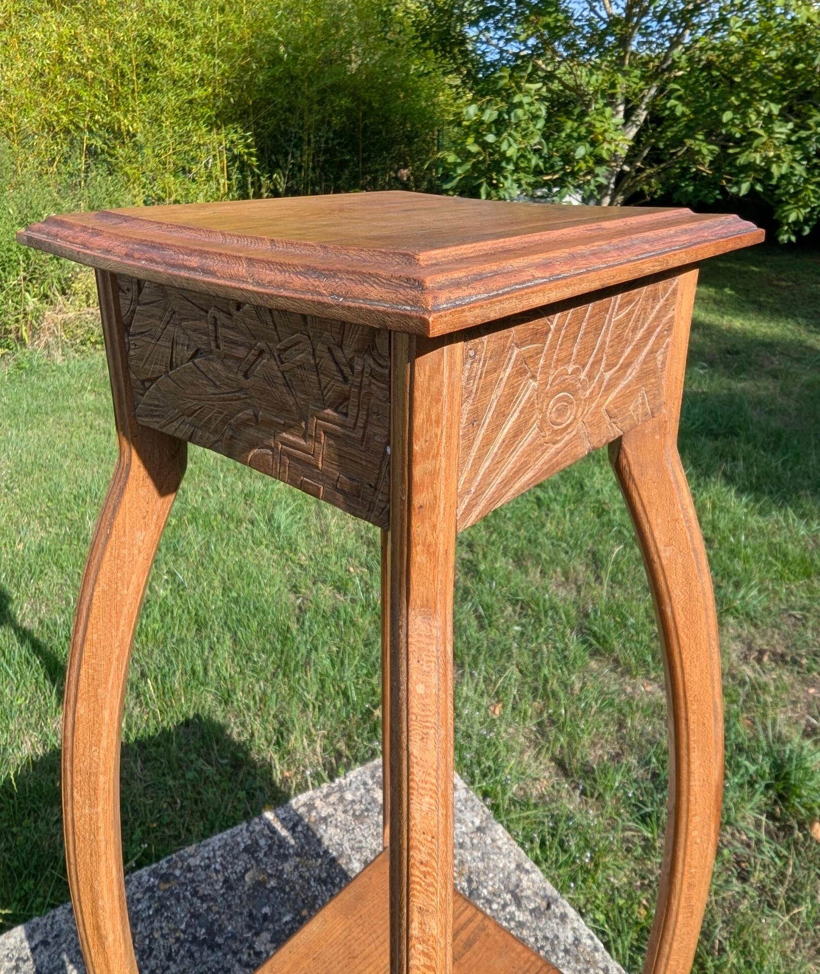 Vintage Art Deco Oak Pedestal – 1930s