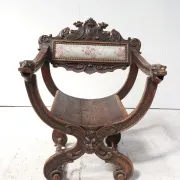 Dantesca armchair with lion heads and mascaron – neo-Renaissance, 19th c.